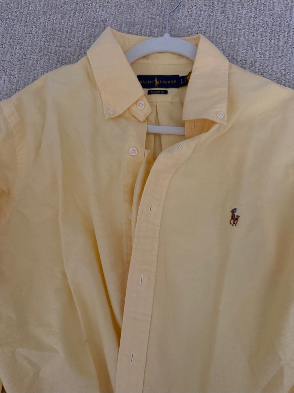 Ralph Lauren Men's Pale Yellow Button-Down Oxford Shirt